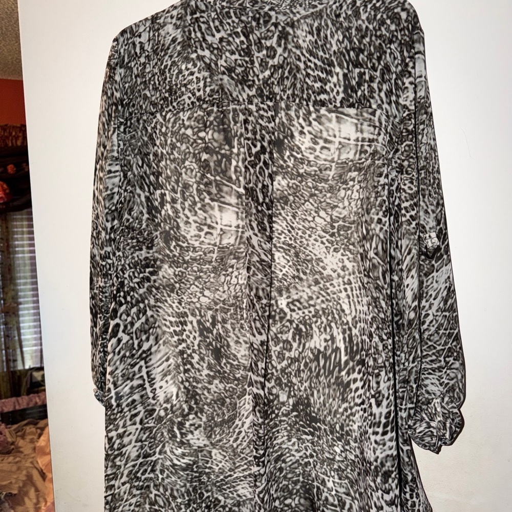 Jennifer Lopez Monochrome Animal Print Blouse